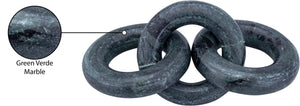 Meridian Furniture Rings Genuine Marble Sculptural Chain Link Handcrafted Art Deco Tabletop Accent Object Green ACC102-Green