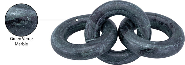 Meridian Furniture Rings Genuine Marble Sculptural Chain Link Handcrafted Art Deco Tabletop Accent Object Green ACC102-Green