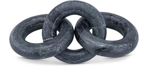 Meridian Furniture Rings Genuine Marble Sculptural Chain Link Handcrafted Art Deco Tabletop Accent Object Green ACC102-Green