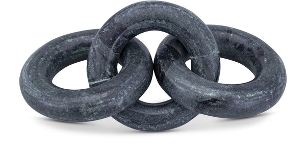 Meridian Furniture Rings Genuine Marble Sculptural Chain Link Handcrafted Art Deco Tabletop Accent Object Green ACC102-Green