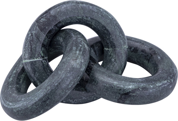 Meridian Furniture Rings Genuine Marble Sculptural Chain Link Handcrafted Art Deco Tabletop Accent Object Green ACC102-Green