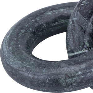 Meridian Furniture Rings Genuine Marble Sculptural Chain Link Handcrafted Art Deco Tabletop Accent Object Green ACC102-Green