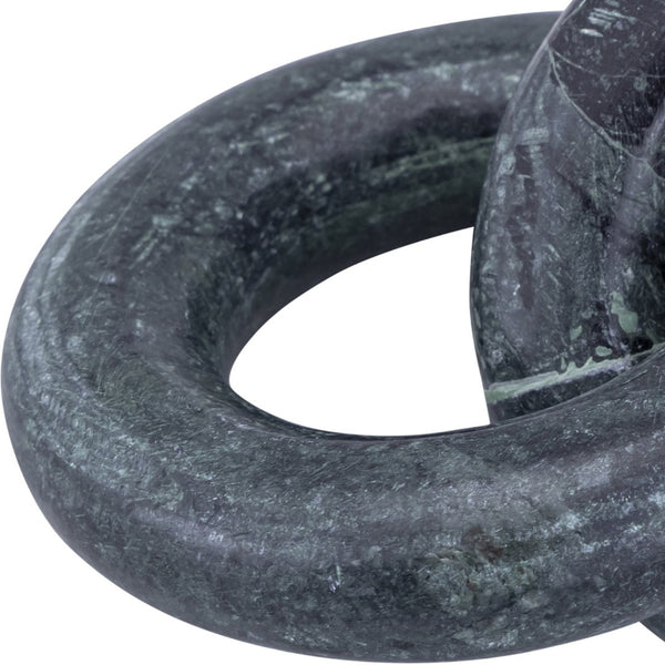 Meridian Furniture Rings Genuine Marble Sculptural Chain Link Handcrafted Art Deco Tabletop Accent Object Green ACC102-Green