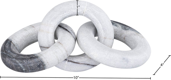 Meridian Furniture Rings Genuine Marble Sculptural Chain Link Handcrafted Art Deco Tabletop Accent Object Panda ACC102-Panda