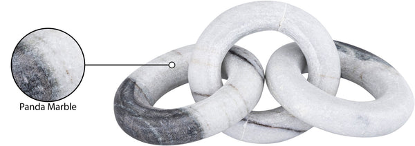 Meridian Furniture Rings Genuine Marble Sculptural Chain Link Handcrafted Art Deco Tabletop Accent Object Panda ACC102-Panda