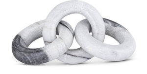 Meridian Furniture Rings Genuine Marble Sculptural Chain Link Handcrafted Art Deco Tabletop Accent Object Panda ACC102-Panda