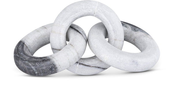 Meridian Furniture Rings Genuine Marble Sculptural Chain Link Handcrafted Art Deco Tabletop Accent Object Panda ACC102-Panda