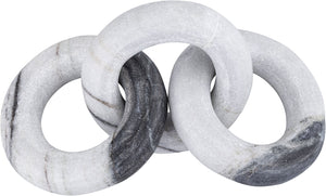 Meridian Furniture Rings Genuine Marble Sculptural Chain Link Handcrafted Art Deco Tabletop Accent Object Panda ACC102-Panda