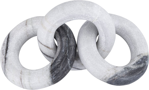 Meridian Furniture Rings Genuine Marble Sculptural Chain Link Handcrafted Art Deco Tabletop Accent Object Panda ACC102-Panda