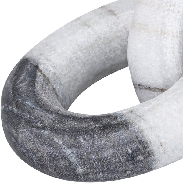 Meridian Furniture Rings Genuine Marble Sculptural Chain Link Handcrafted Art Deco Tabletop Accent Object Panda ACC102-Panda