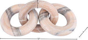 Meridian Furniture Rings Genuine Marble Sculptural Chain Link Handcrafted Art Deco Tabletop Accent Object Pink ACC102-Pink