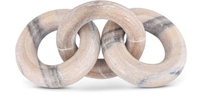 Meridian Furniture Rings Genuine Marble Sculptural Chain Link Handcrafted Art Deco Tabletop Accent Object Pink ACC102-Pink