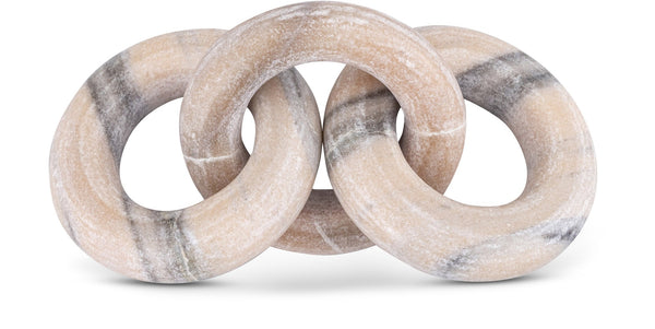 Meridian Furniture Rings Genuine Marble Sculptural Chain Link Handcrafted Art Deco Tabletop Accent Object Pink ACC102-Pink