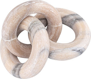 Meridian Furniture Rings Genuine Marble Sculptural Chain Link Handcrafted Art Deco Tabletop Accent Object Pink ACC102-Pink