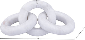 Meridian Furniture Rings Genuine Marble Sculptural Chain Link Handcrafted Art Deco Tabletop Accent Object White ACC102-White