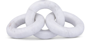 Meridian Furniture Rings Genuine Marble Sculptural Chain Link Handcrafted Art Deco Tabletop Accent Object White ACC102-White