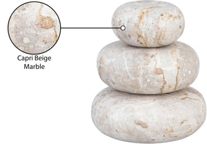 Meridian Furniture Pumpkin Form Marble Sculptural Set of Three Organic Stone Tabletop Decorative Accents Beige ACC103-Beige