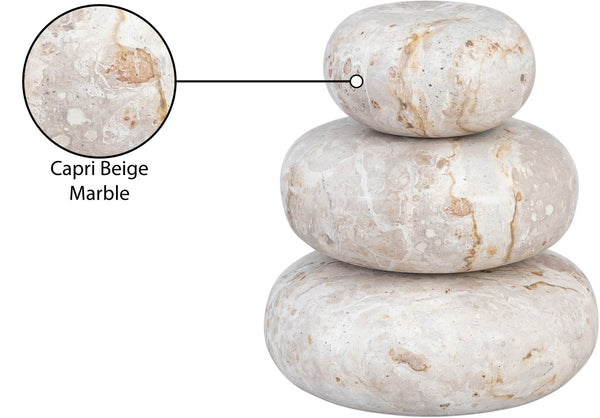 Meridian Furniture Pumpkin Form Marble Sculptural Set of Three Organic Stone Tabletop Decorative Accents Beige ACC103-Beige