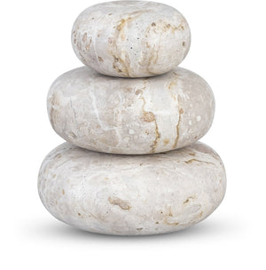 Meridian Furniture Pumpkin Form Marble Sculptural Set of Three Organic Stone Tabletop Decorative Accents Beige ACC103-Beige