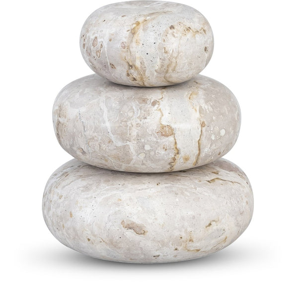 Meridian Furniture Pumpkin Form Marble Sculptural Set of Three Organic Stone Tabletop Decorative Accents Beige ACC103-Beige