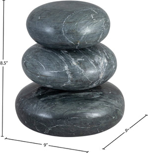 Meridian Furniture Pumpkin Form Marble Sculptural Set of Three Organic Stone Tabletop Decorative Accents Black ACC103-Black