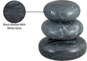 Meridian Furniture Pumpkin Form Marble Sculptural Set of Three Organic Stone Tabletop Decorative Accents Black ACC103-Black