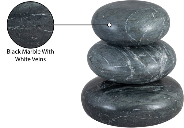 Meridian Furniture Pumpkin Form Marble Sculptural Set of Three Organic Stone Tabletop Decorative Accents Black ACC103-Black