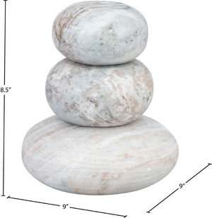 Meridian Furniture Pumpkin Form Marble Sculptural Set of Three Organic Stone Tabletop Decorative Accents Brown ACC103-Brown