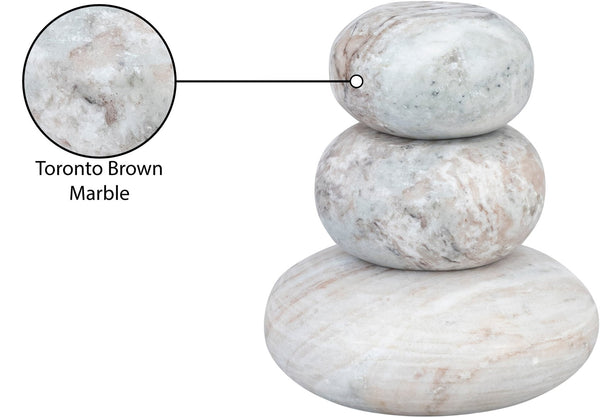 Meridian Furniture Pumpkin Form Marble Sculptural Set of Three Organic Stone Tabletop Decorative Accents Brown ACC103-Brown