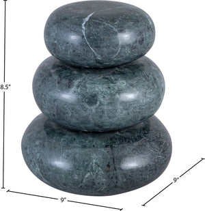 Meridian Furniture Pumpkin Form Marble Sculptural Set of Three Organic Stone Tabletop Decorative Accents Green ACC103-Green