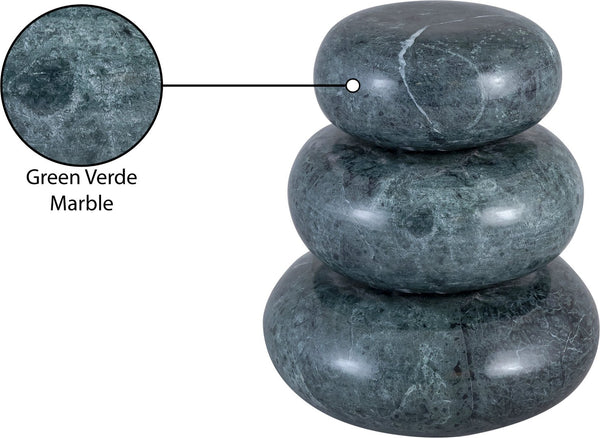 Meridian Furniture Pumpkin Form Marble Sculptural Set of Three Organic Stone Tabletop Decorative Accents Green ACC103-Green