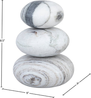Meridian Furniture Pumpkin Form Marble Sculptural Set of Three Organic Stone Tabletop Decorative Accents Panda ACC103-Panda