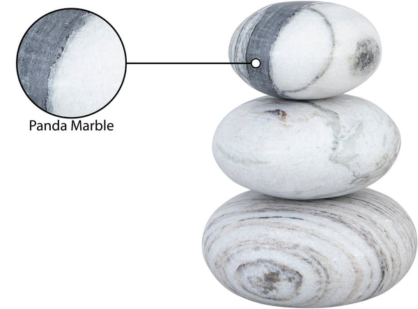 Meridian Furniture Pumpkin Form Marble Sculptural Set of Three Organic Stone Tabletop Decorative Accents Panda ACC103-Panda