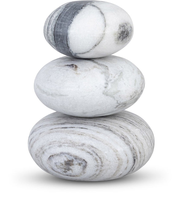 Meridian Furniture Pumpkin Form Marble Sculptural Set of Three Organic Stone Tabletop Decorative Accents Panda ACC103-Panda