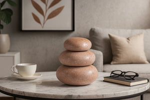 Meridian Furniture Pumpkin Form Marble Sculptural Set of Three Organic Stone Tabletop Decorative Accents Pink ACC103-Pink