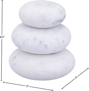 Meridian Furniture Pumpkin Form Marble Sculptural Set of Three Organic Stone Tabletop Decorative Accents White ACC103-White
