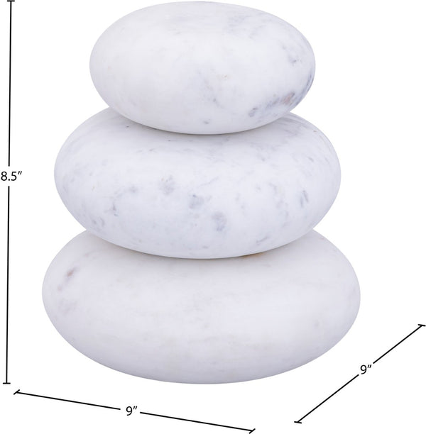 Meridian Furniture Pumpkin Form Marble Sculptural Set of Three Organic Stone Tabletop Decorative Accents White ACC103-White