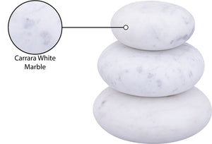 Meridian Furniture Pumpkin Form Marble Sculptural Set of Three Organic Stone Tabletop Decorative Accents White ACC103-White