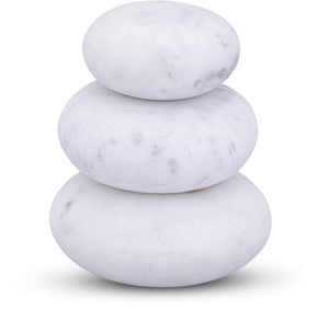 Meridian Furniture Pumpkin Form Marble Sculptural Set of Three Organic Stone Tabletop Decorative Accents White ACC103-White