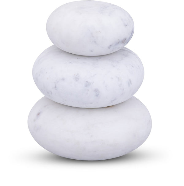 Meridian Furniture Pumpkin Form Marble Sculptural Set of Three Organic Stone Tabletop Decorative Accents White ACC103-White