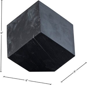 Meridian Furniture Block Genuine Stone Sculptural Cube Accent with Natural Veining for Shelves and Tabletops Black Genuine Marble ACC104-Black