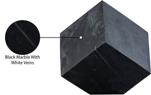 Meridian Furniture Block Genuine Stone Sculptural Cube Accent with Natural Veining for Shelves and Tabletops Black Genuine Marble ACC104-Black