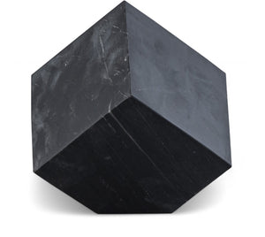 Meridian Furniture Block Genuine Stone Sculptural Cube Accent with Natural Veining for Shelves and Tabletops Black Genuine Marble ACC104-Black