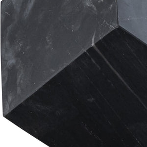 Meridian Furniture Block Genuine Stone Sculptural Cube Accent with Natural Veining for Shelves and Tabletops Black Genuine Marble ACC104-Black