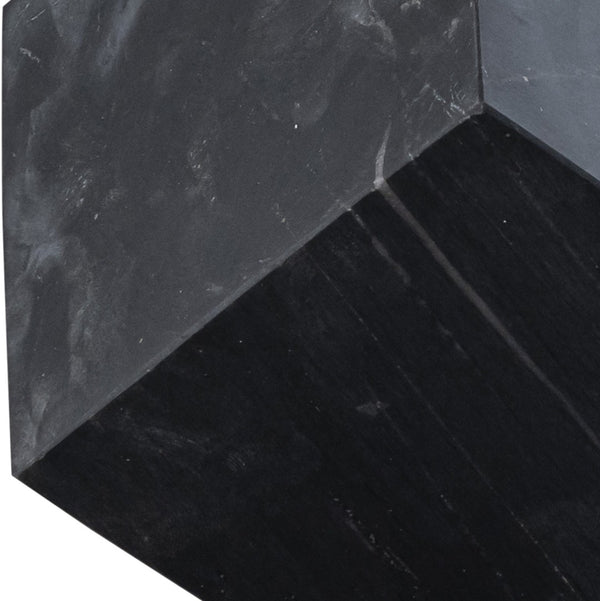 Meridian Furniture Block Genuine Stone Sculptural Cube Accent with Natural Veining for Shelves and Tabletops Black Genuine Marble ACC104-Black