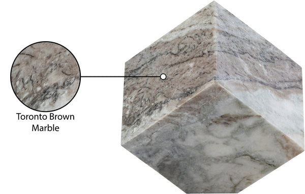 Meridian Furniture Block Genuine Stone Sculptural Cube Accent with Natural Veining for Shelves and Tabletops Brown Genuine Marble ACC104-Brown