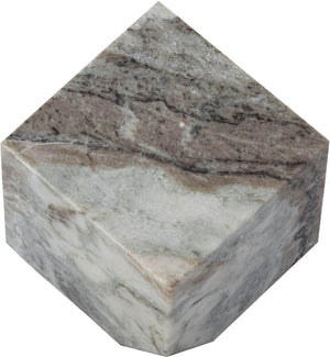 Meridian Furniture Block Genuine Stone Sculptural Cube Accent with Natural Veining for Shelves and Tabletops Brown Genuine Marble ACC104-Brown