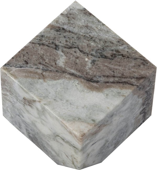 Meridian Furniture Block Genuine Stone Sculptural Cube Accent with Natural Veining for Shelves and Tabletops Brown Genuine Marble ACC104-Brown