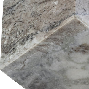 Meridian Furniture Block Genuine Stone Sculptural Cube Accent with Natural Veining for Shelves and Tabletops Brown Genuine Marble ACC104-Brown