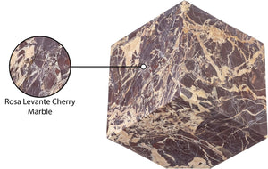 Meridian Furniture Block Genuine Stone Sculptural Cube Accent with Natural Veining for Shelves and Tabletops Cherry Genuine Marble ACC104-Cherry